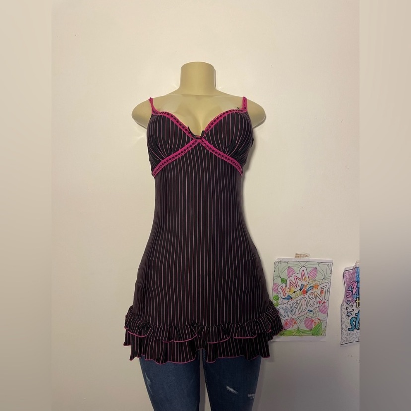 Chic Black Dress With Pink Accents